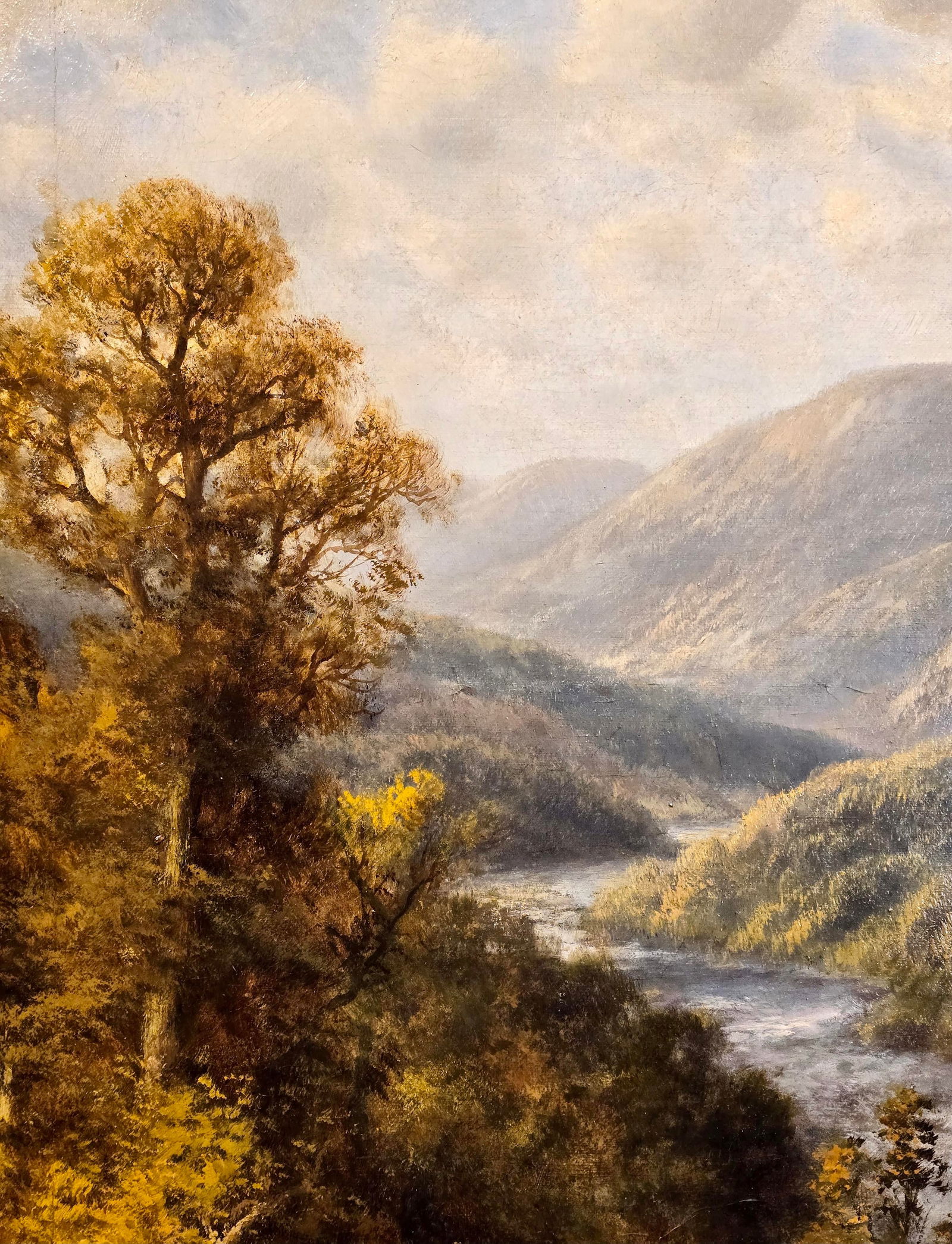 Thomas Bailey Griffin -Landscape W/ River on a Sunny & Cloudy Day -Oil Painting - 4