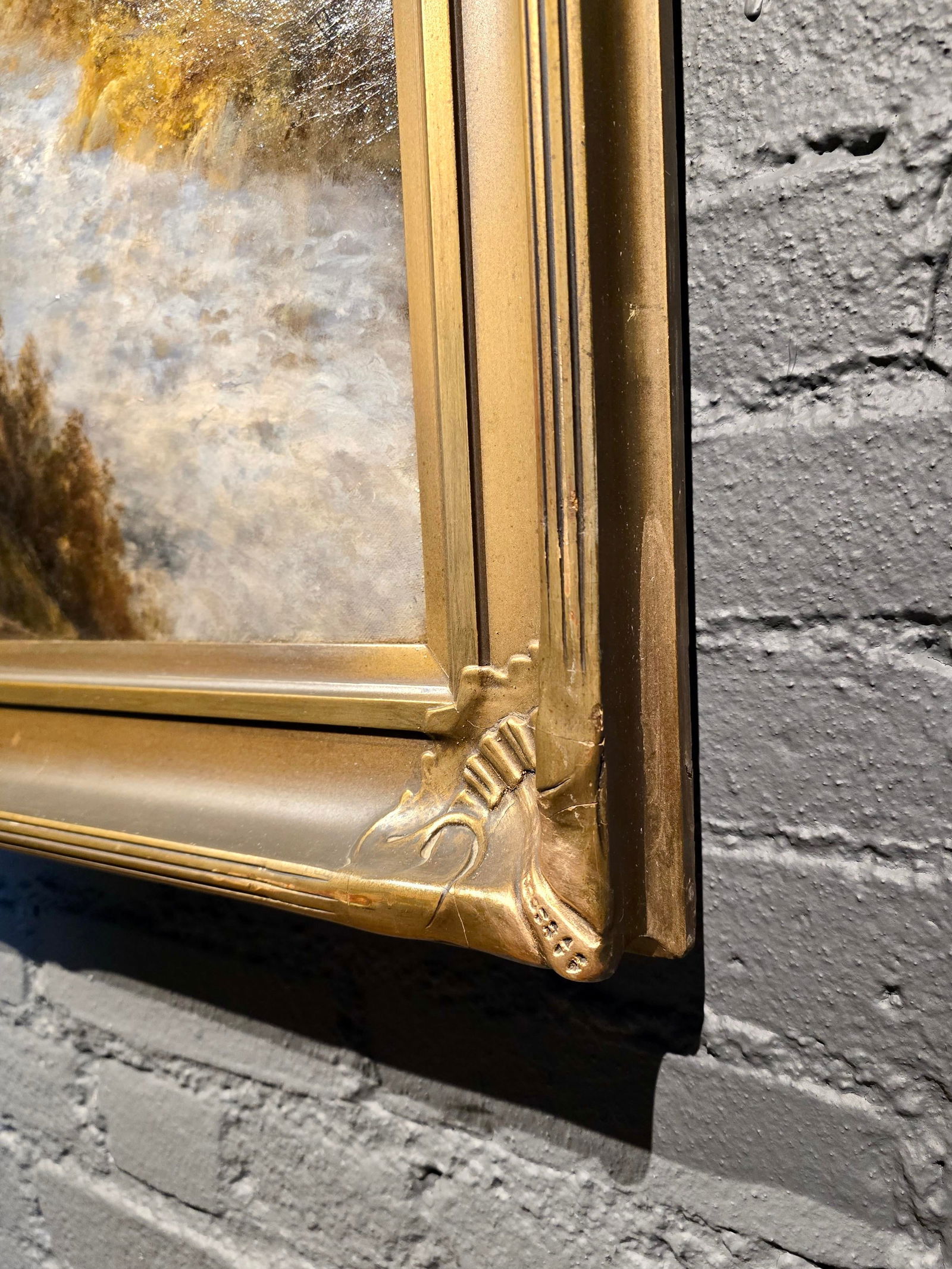 Thomas Bailey Griffin -Landscape W/ River on a Sunny & Cloudy Day -Oil Painting - 9