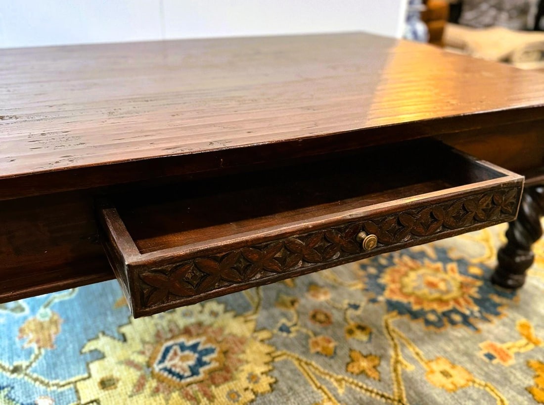 Mediterranean Spanish Revival Solid Wood Barley Twist Coffee Table 58" - 16