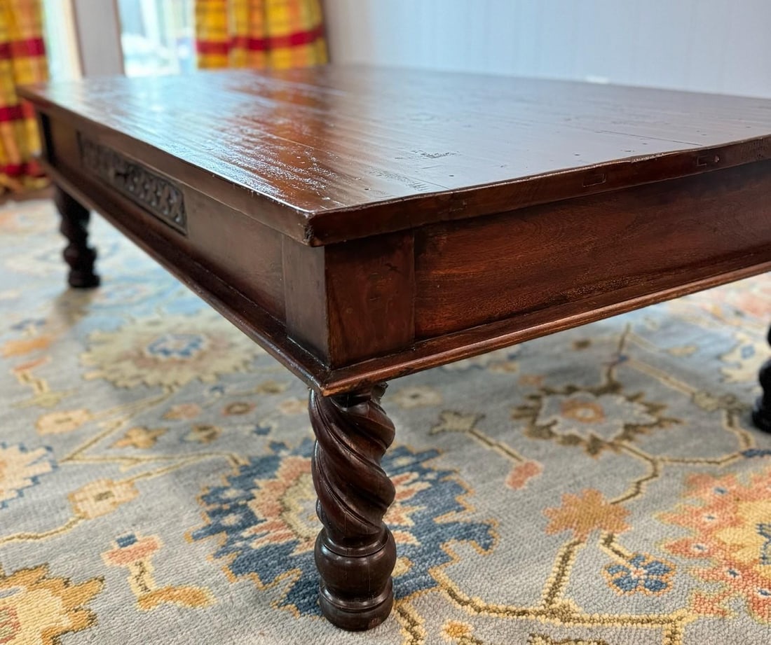 Mediterranean Spanish Revival Solid Wood Barley Twist Coffee Table 58" - 17