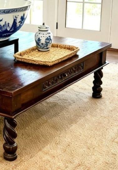 Mediterranean Spanish Revival Solid Wood Barley Twist Coffee Table 58" - 5