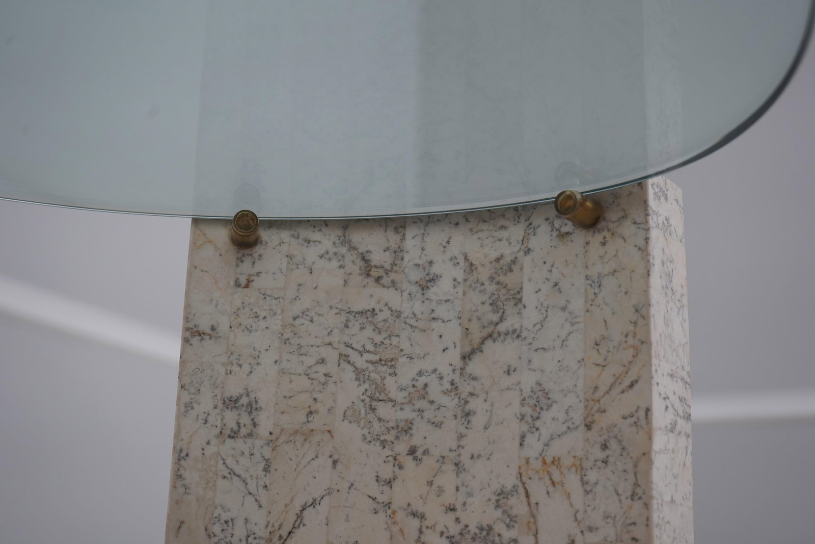 Pair Maitland Smith Modern Design Marble & Glass End Tables - 11