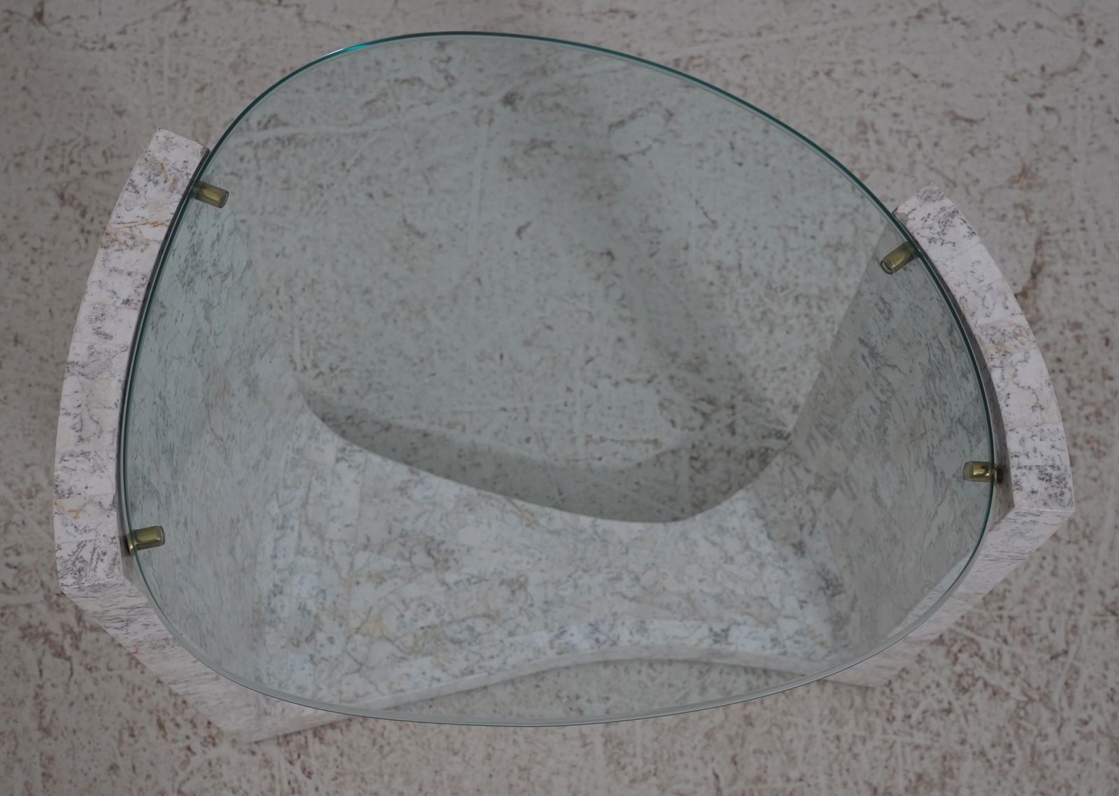 Pair Maitland Smith Modern Design Marble & Glass End Tables - 3