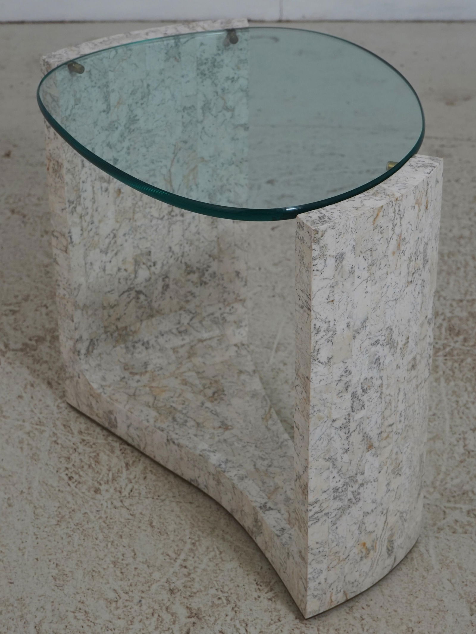 Pair Maitland Smith Modern Design Marble & Glass End Tables - 4