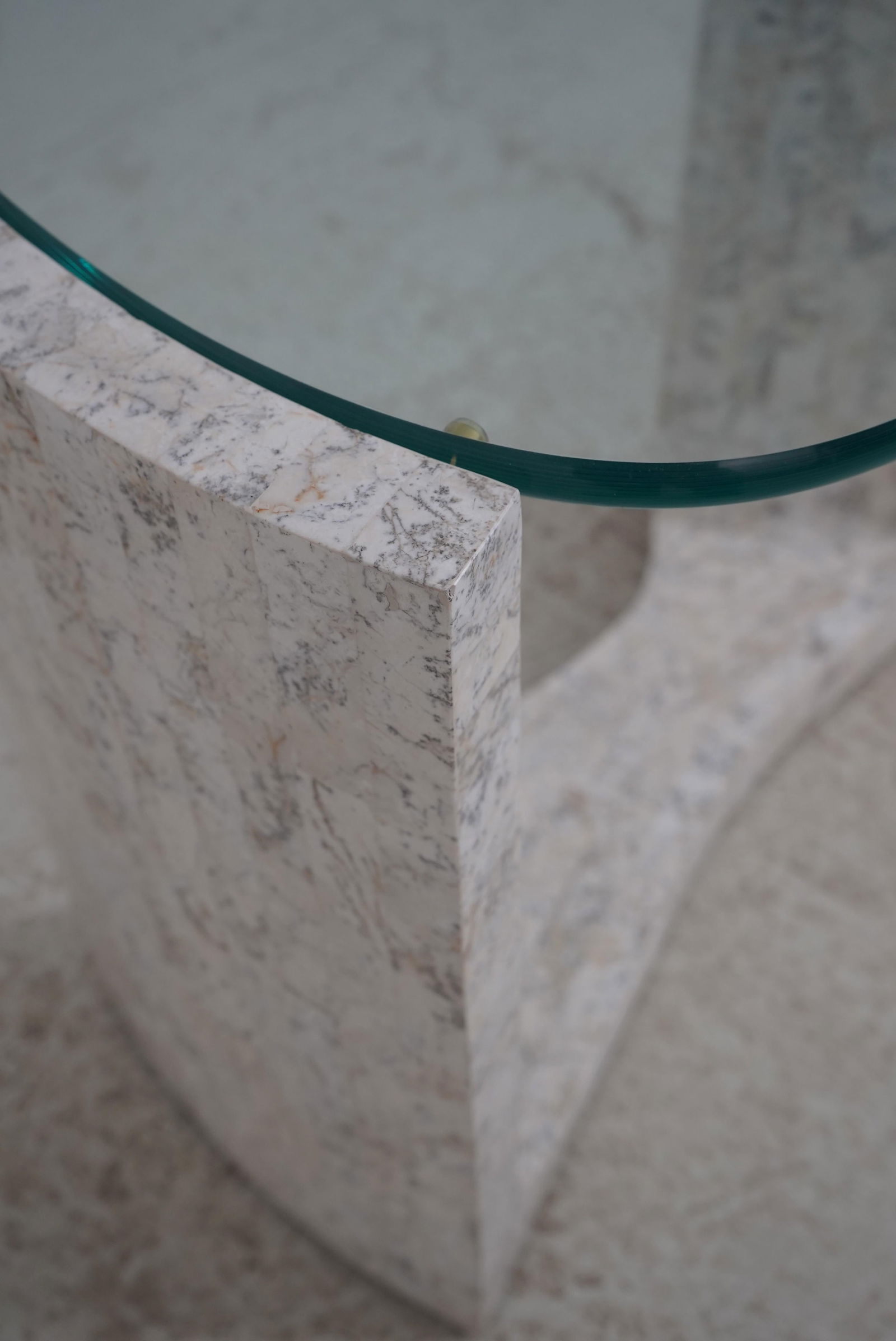 Pair Maitland Smith Modern Design Marble & Glass End Tables - 5