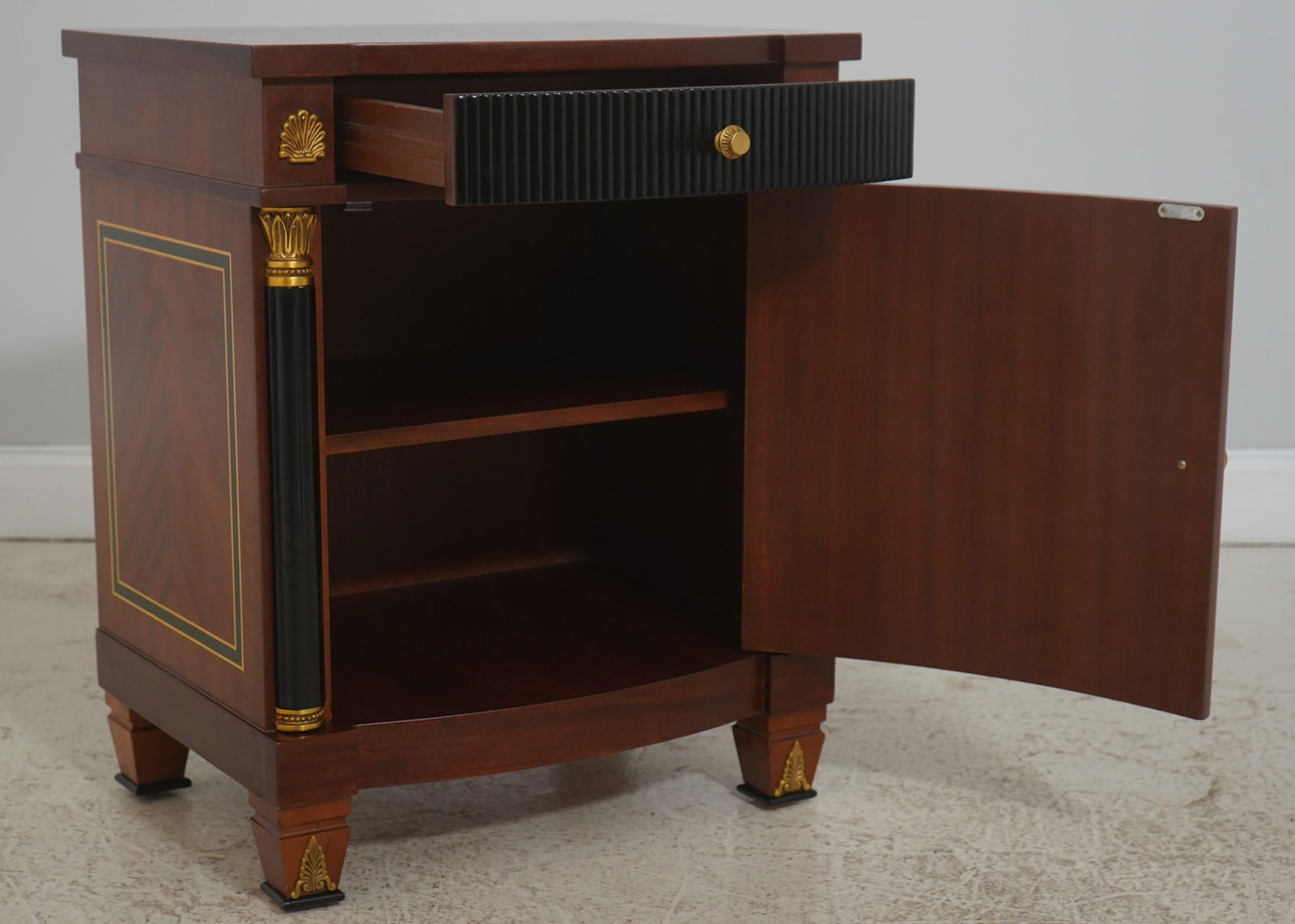 Pair Italian Versace Mahogany Nightstands - 4