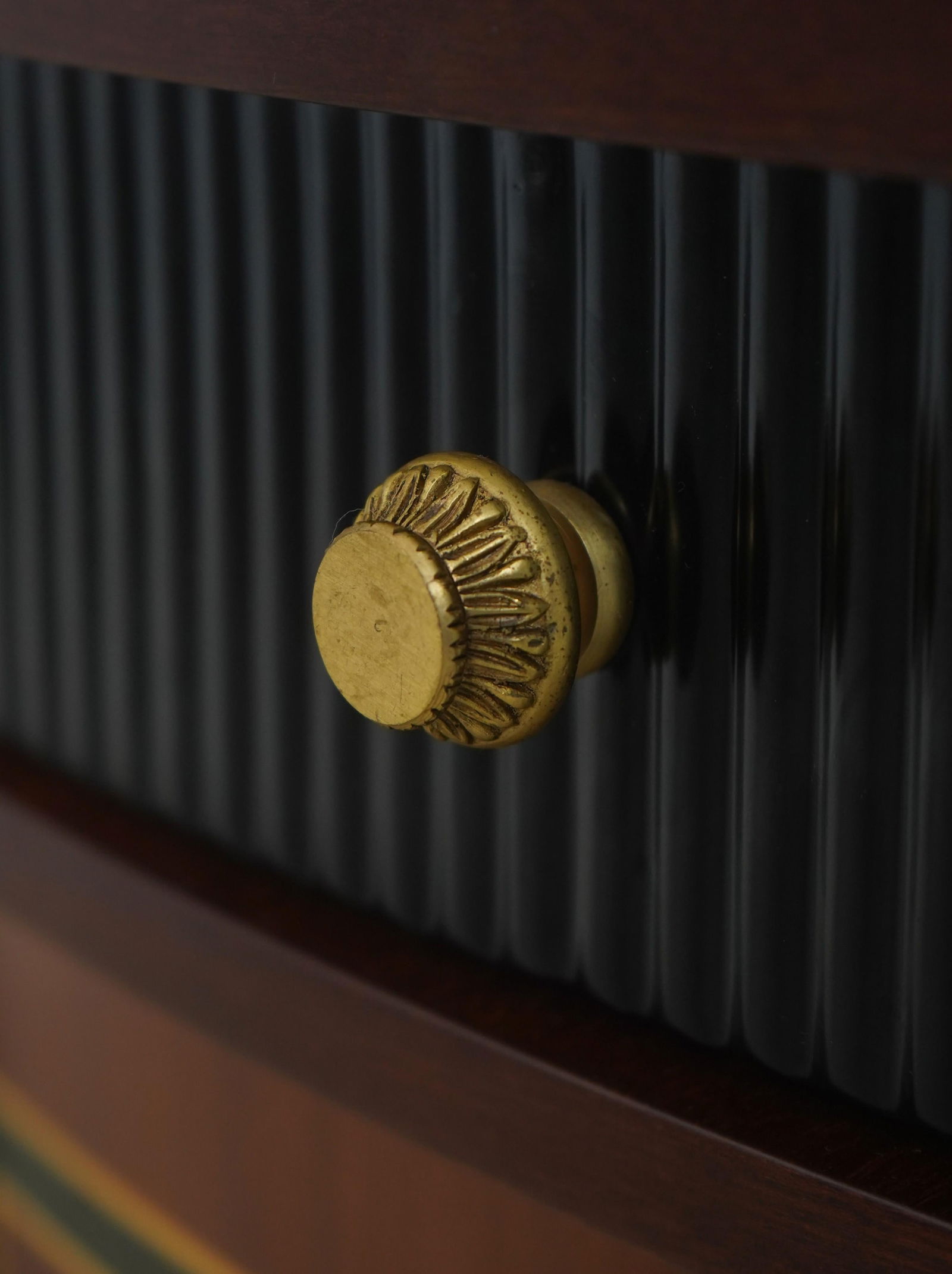 Pair Italian Versace Mahogany Nightstands - 9