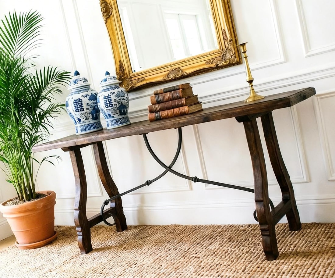 Large Spanish Revival, Mediterranean Style Console Table – 76" - 2