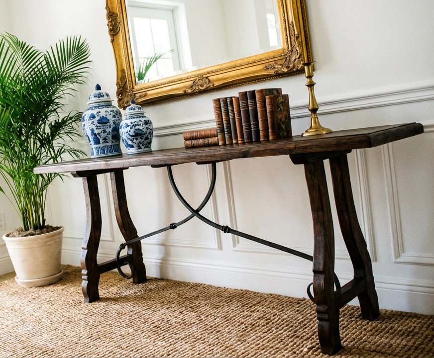 Large Spanish Revival, Mediterranean Style Console Table – 76" - 4