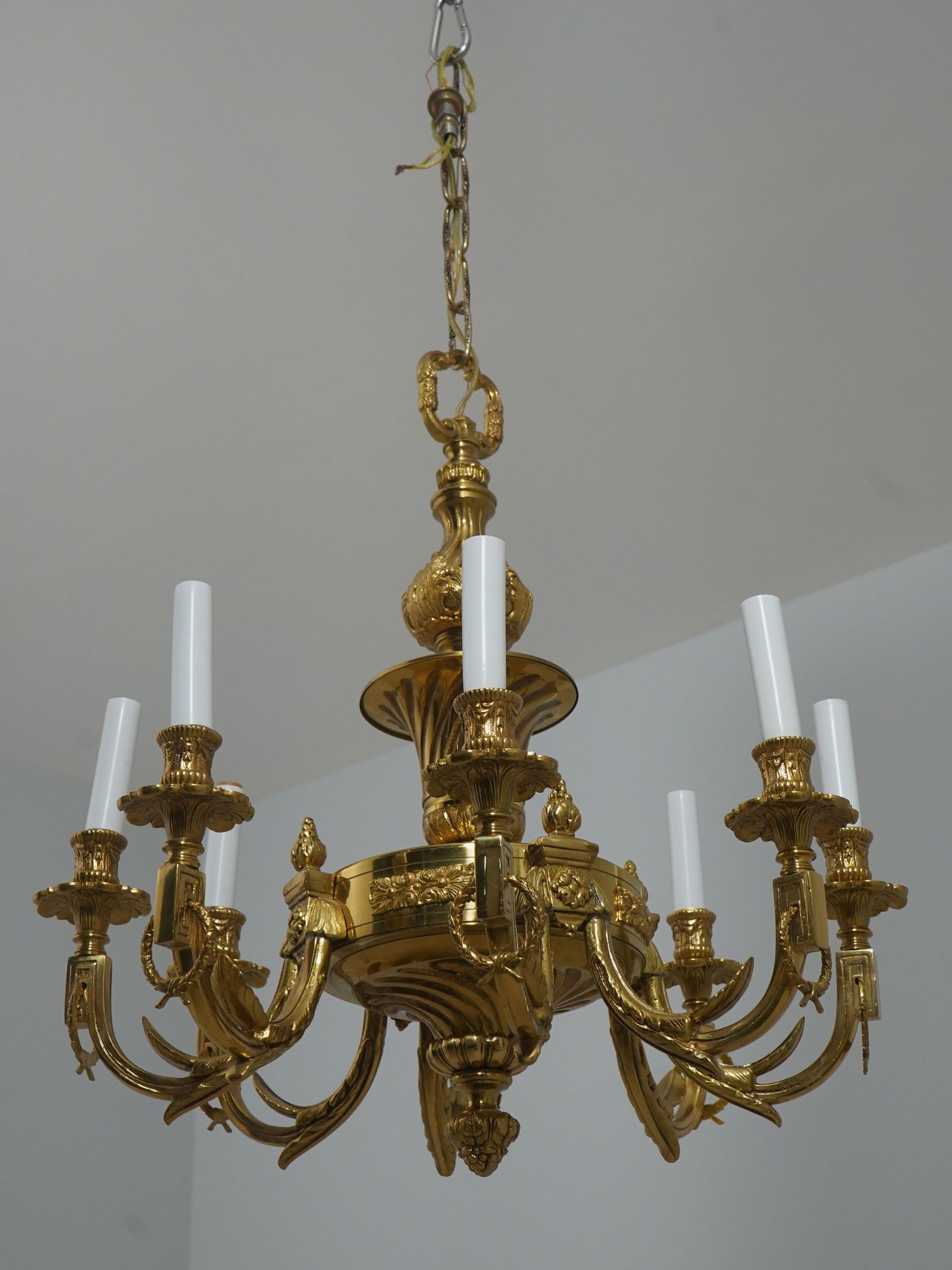 French Empire Style Solid Brass 8 Arm Chandelier - 2