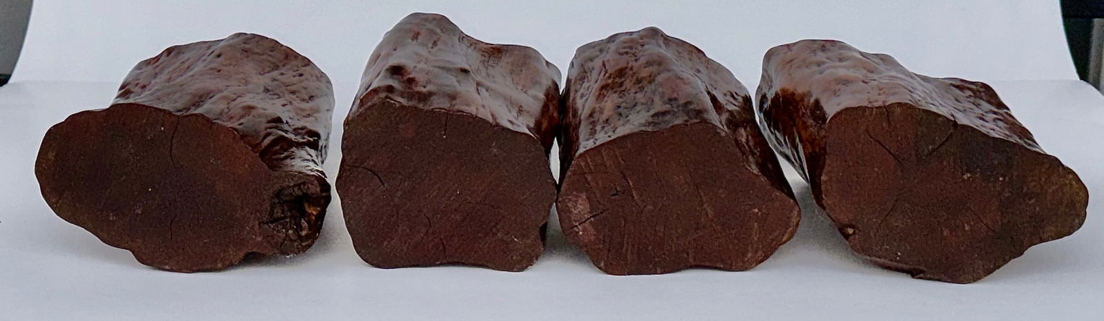 Set of Four Chinese Burl Root Wood Brush Pot Vessels, Scholar's Desk Accessories - 8