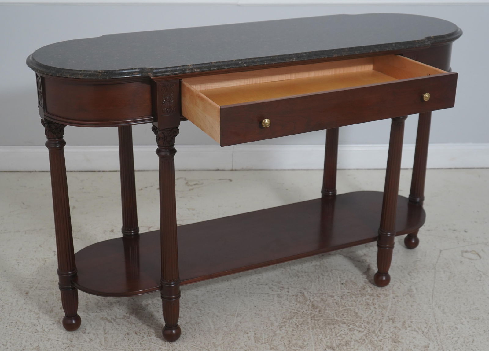 Harden Marble Top Cherry 1 Drawer Console Serving Table - 3