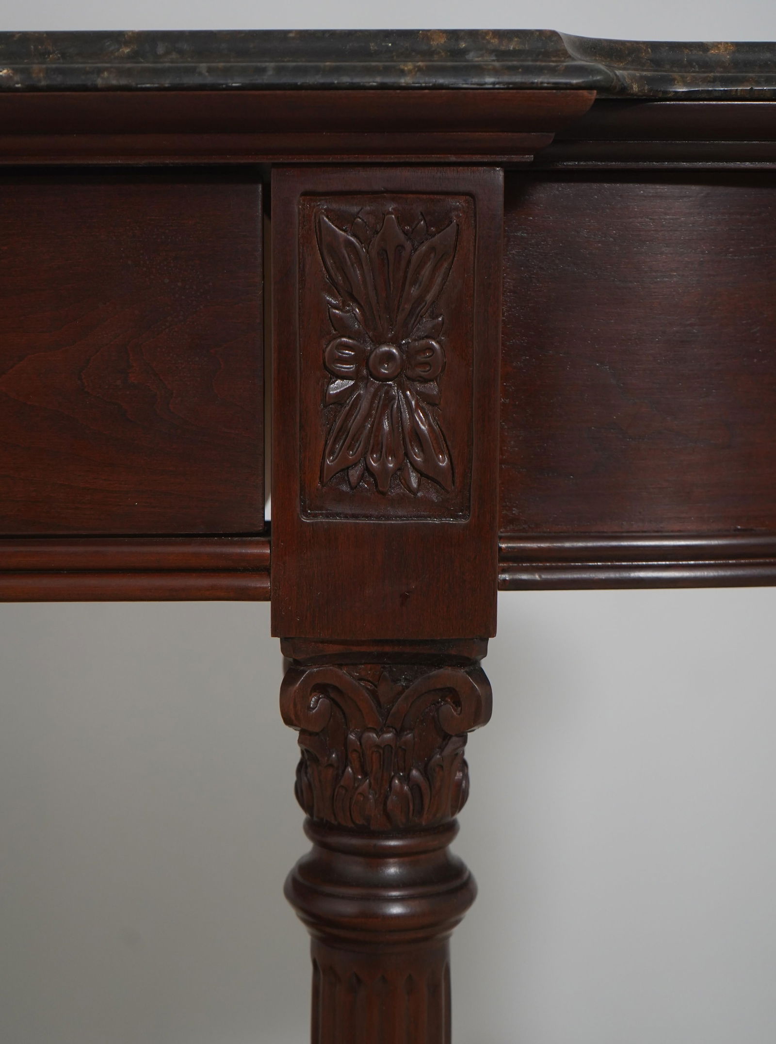 Harden Marble Top Cherry 1 Drawer Console Serving Table - 7