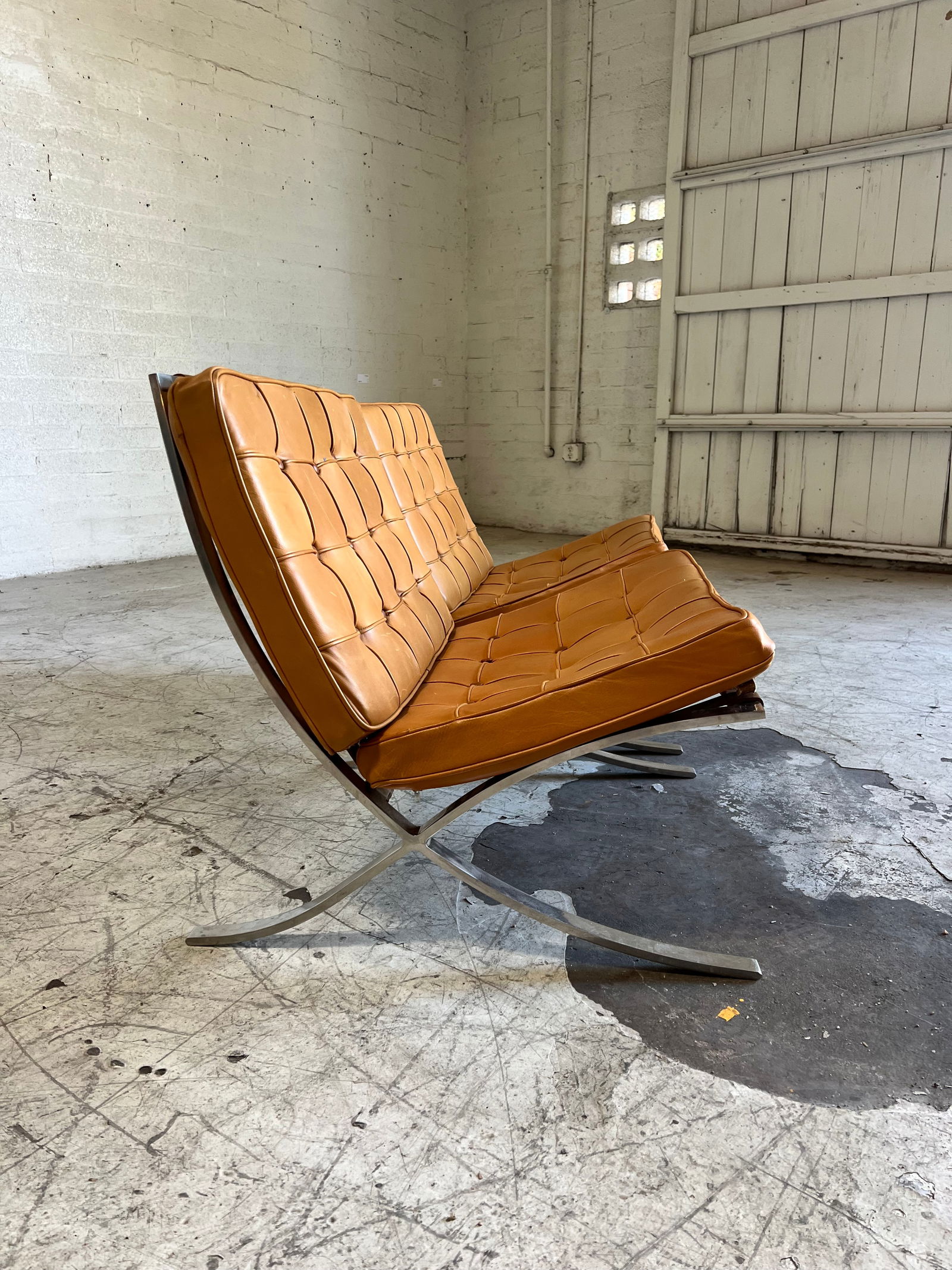 Early Vintage Mies Van Der Rohe Leather Barcelona Lounge Chairs for Knoll - A Pair - 3