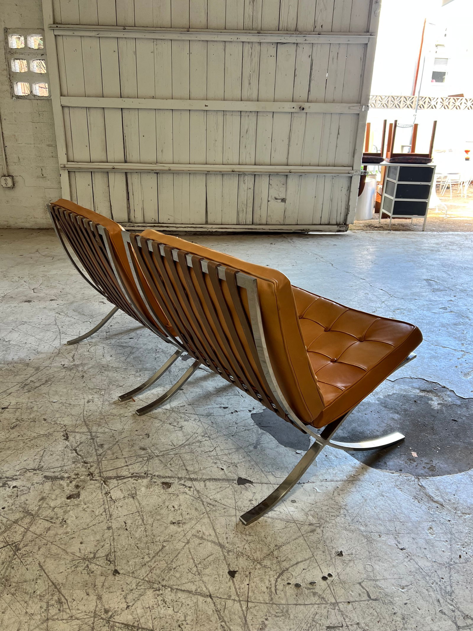 Early Vintage Mies Van Der Rohe Leather Barcelona Lounge Chairs for Knoll - A Pair - 4