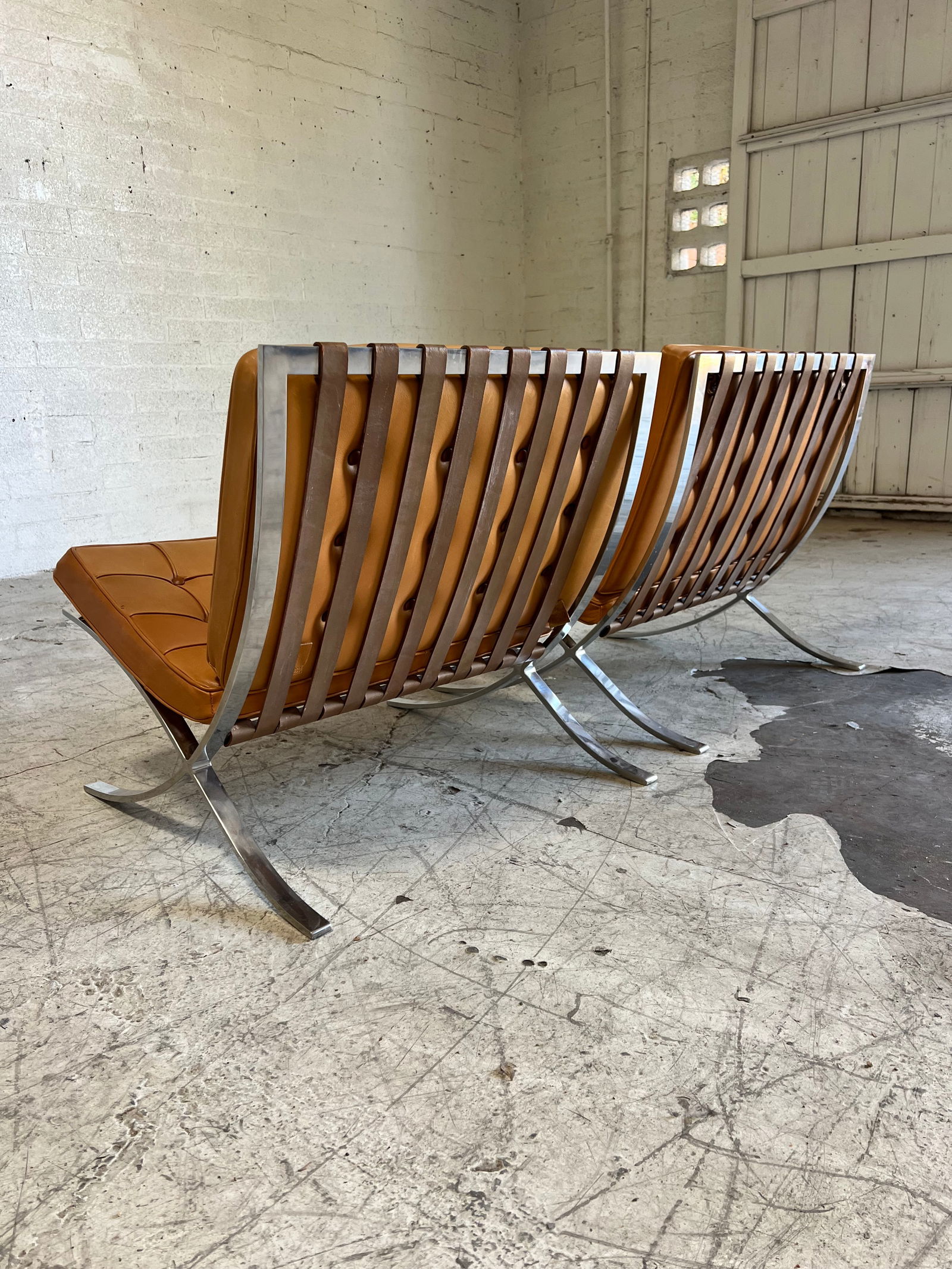 Early Vintage Mies Van Der Rohe Leather Barcelona Lounge Chairs for Knoll - A Pair - 5
