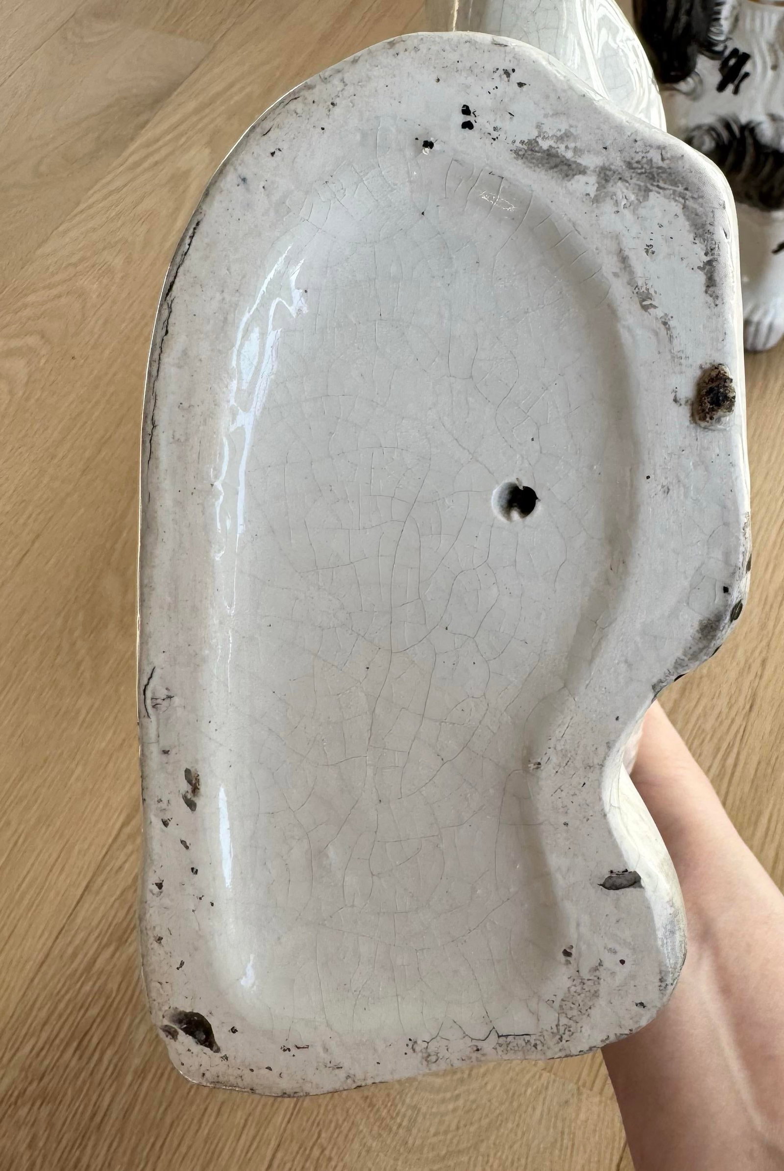 Antique Late 19th Century Large English Staffordshire Black & White Spaniels - A Pair - 9