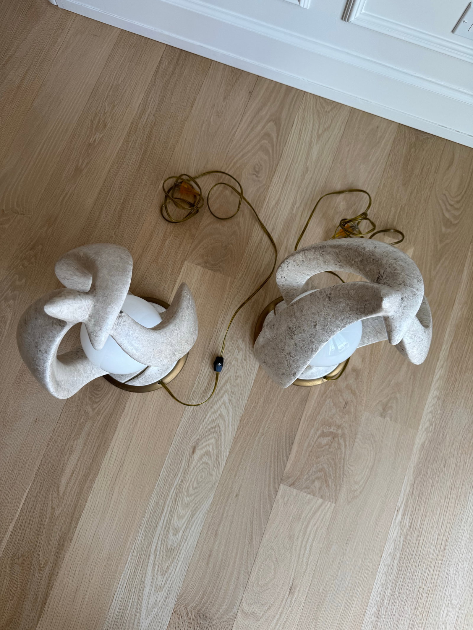 1980s Postmodern "Flame" Sculptural Lamps - Faux Stone & Gilt - a Pair - 9