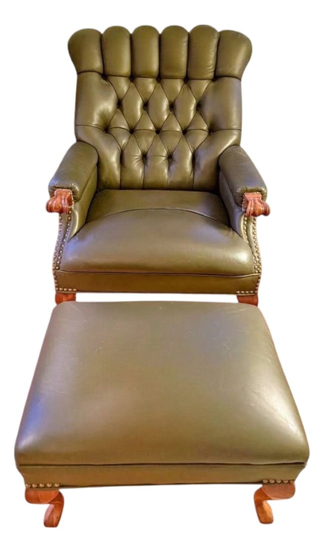 1980s Exquisite Carl Forslund "Rip Van Lee" Armchair and Ottoman Premium Leather Set. (1 of 5)