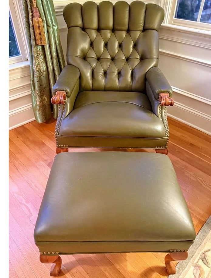 1980s Exquisite Carl Forslund "Rip Van Lee" Armchair and Ottoman Premium Leather Set. - 2