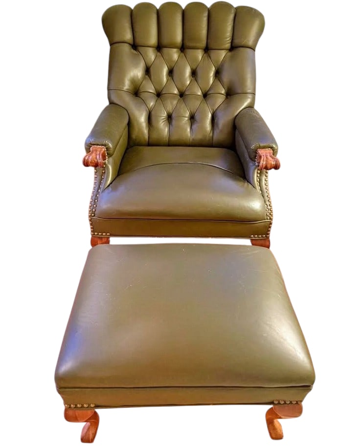 1980s Exquisite Carl Forslund "Rip Van Lee" Armchair and Ottoman Premium Leather Set. - 4