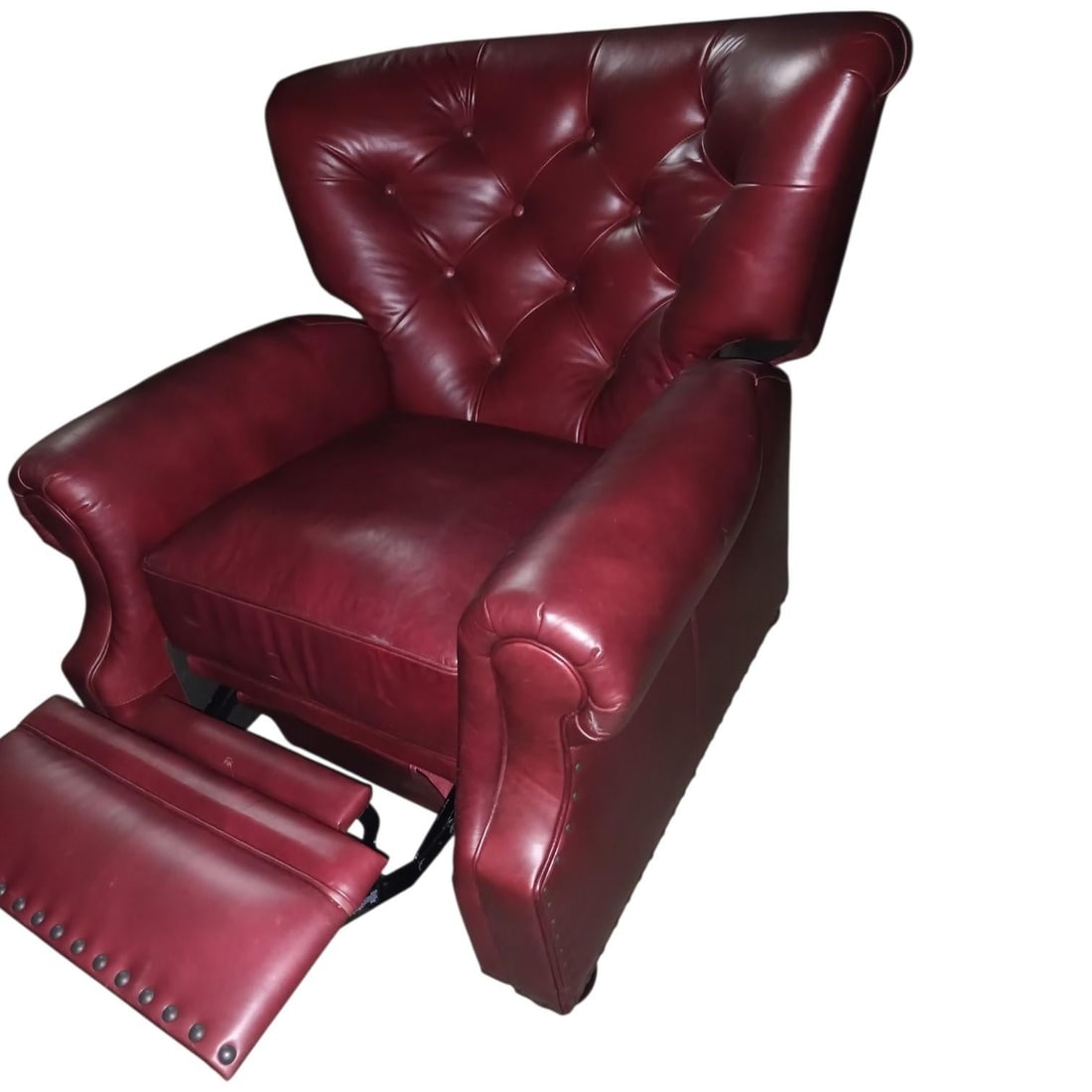 Luxurious Classic Wingback Chesterfield Leather Recliner by Pottery Barn - 2
