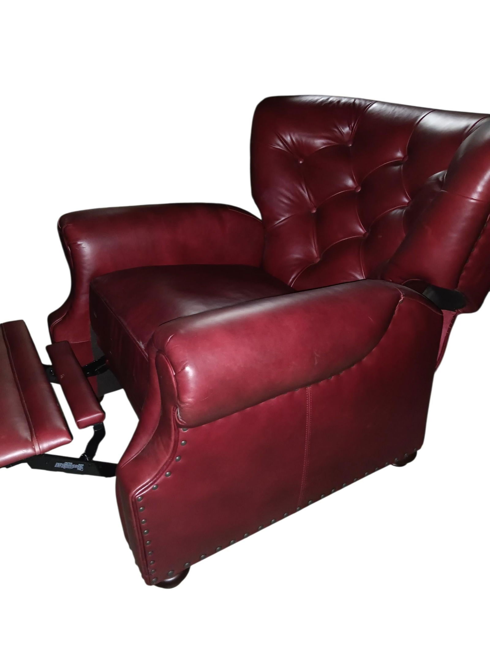 Luxurious Classic Wingback Chesterfield Leather Recliner by Pottery Barn - 7