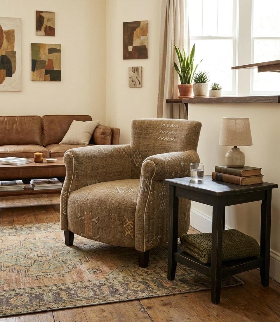 Handcrafted Moroccan Sabra Silk Club Chair - Marrakech - 5