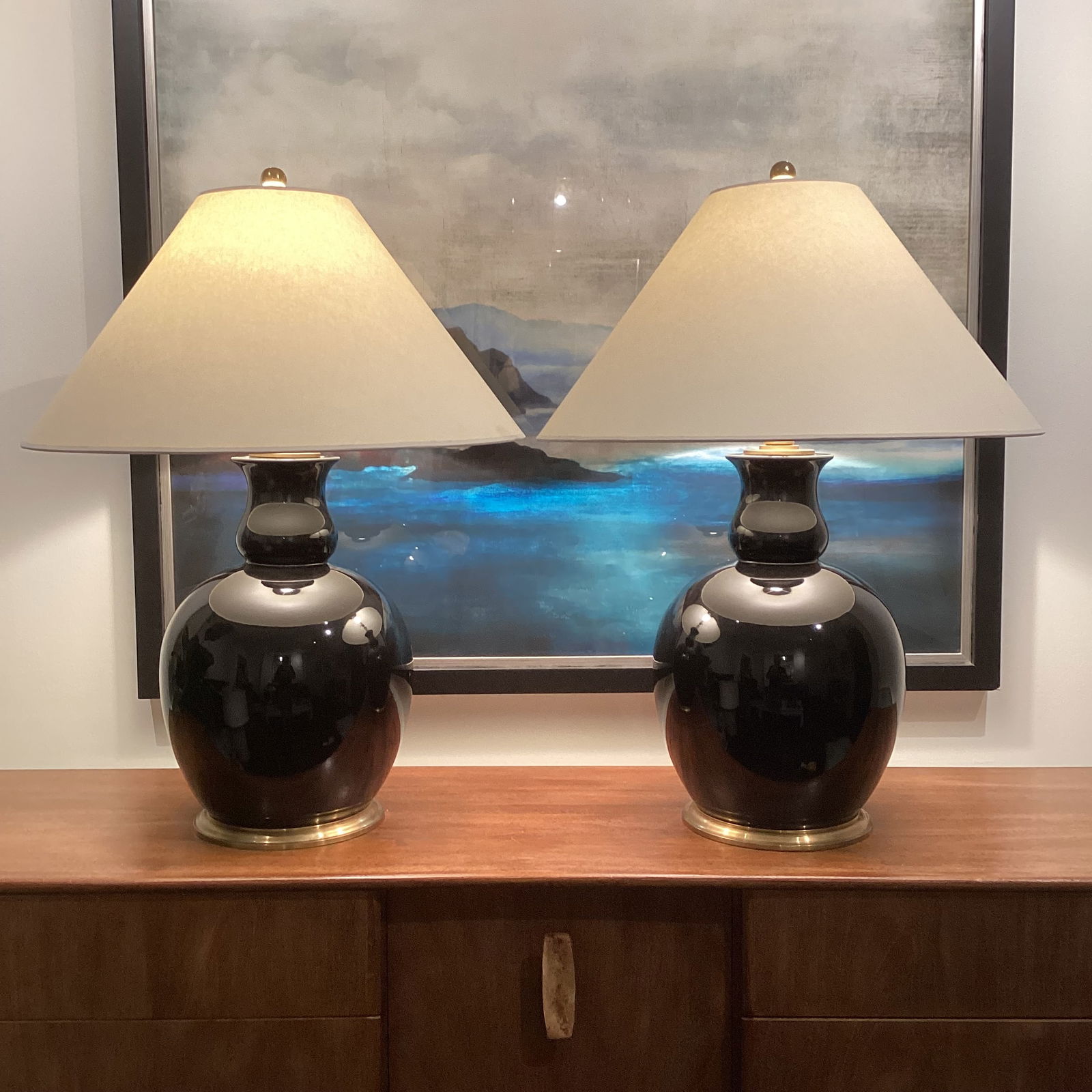 1990s Ralph Lauren Malin Ming Lamps With Cream Coolie Shades - a Pair - 7