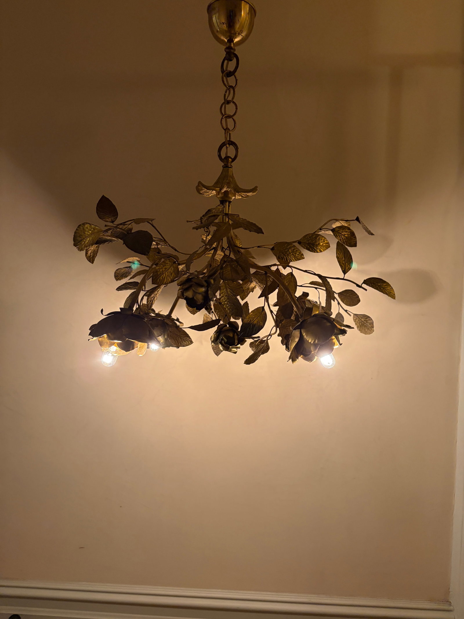 1950s Tole Italian Chandelier From Florence in Brass - 4