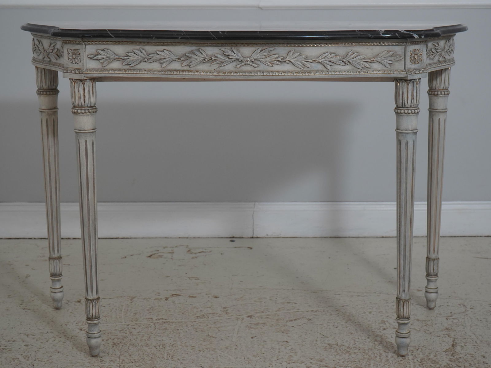 Pair Italian Made French Louis XVI Marble Top Console Tables - 2