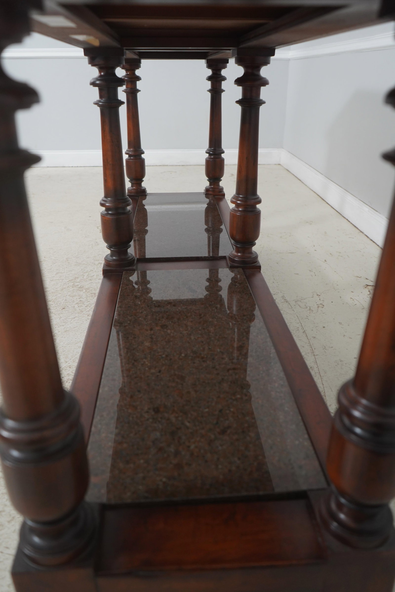 Henredon Acquisitions Walnut Finish Marble Top Server Console Table - 17