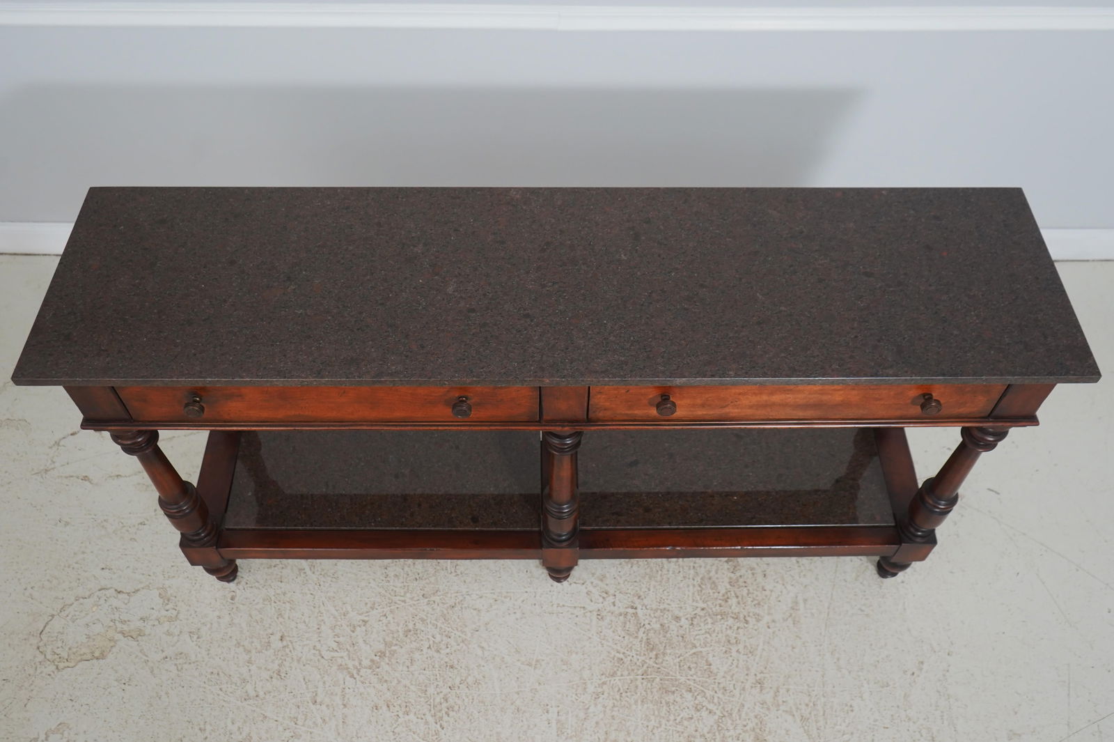 Henredon Acquisitions Walnut Finish Marble Top Server Console Table - 6