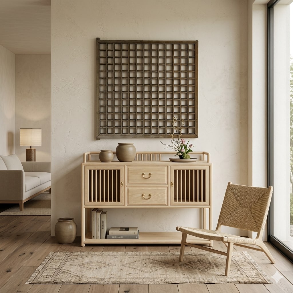 Chinese Raw Wood Open Display Storage Side Table Cabinet - 5