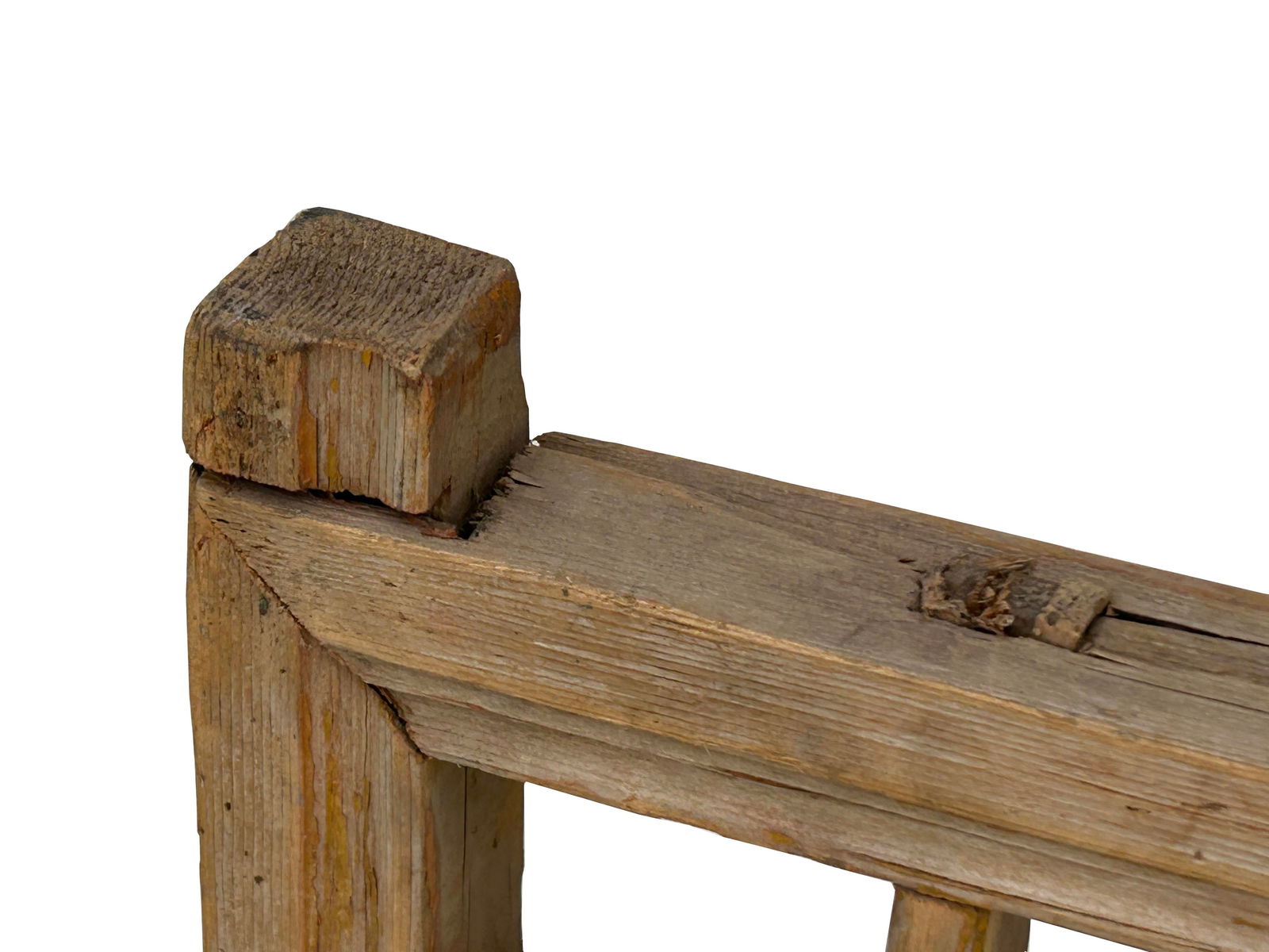 Vintage Restored Oriental Lattice Square Pattern Rustic Raw Wood Wall Panel - 8