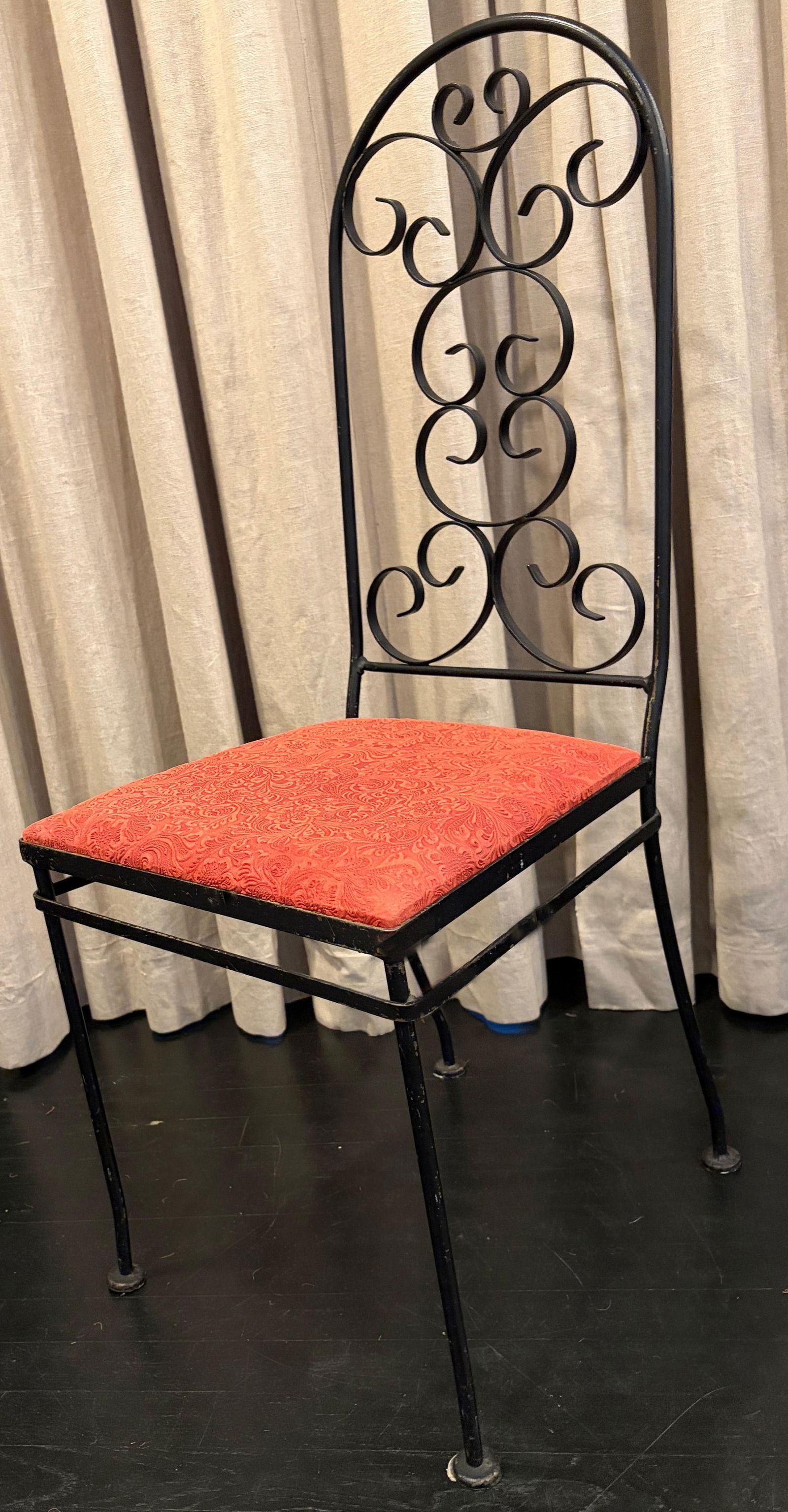 Set of 4 - Arthur Umanoff Wrought Iron Spanish Dining Chairs With Leather Embossed Seats - 3