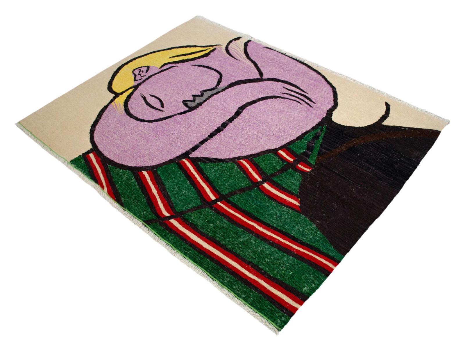 Pablo Picasso - Woman With Yellow Hair - Inspired Hand Woven Area Rug - Wall Rug , Wool 3"² - 11
