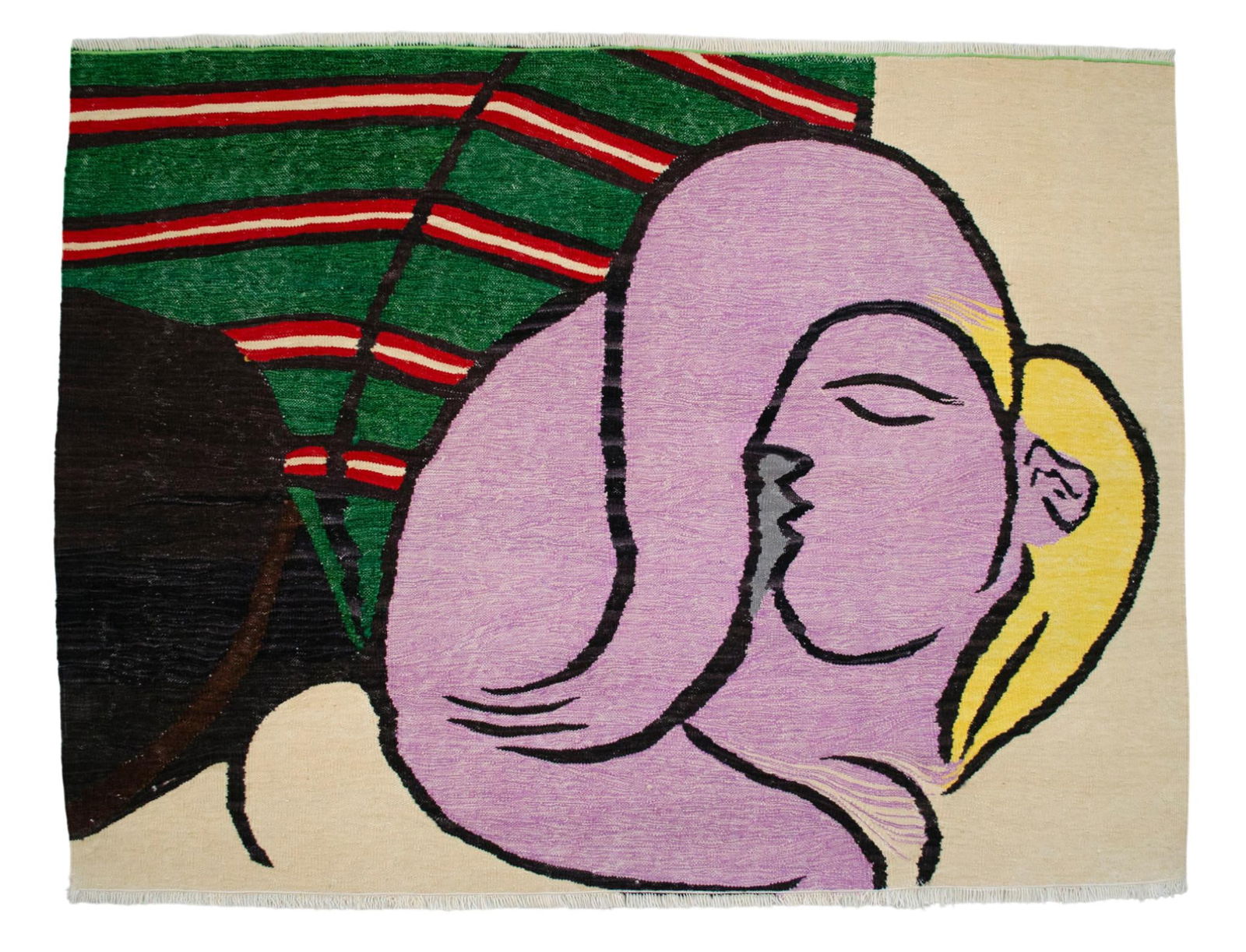 Pablo Picasso - Woman With Yellow Hair - Inspired Hand Woven Area Rug - Wall Rug , Wool 3"² - 12
