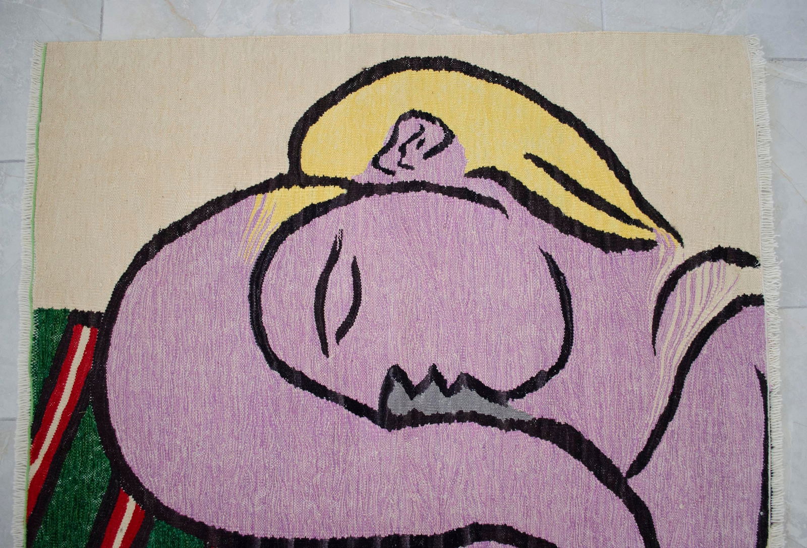 Pablo Picasso - Woman With Yellow Hair - Inspired Hand Woven Area Rug - Wall Rug , Wool 3"² - 13