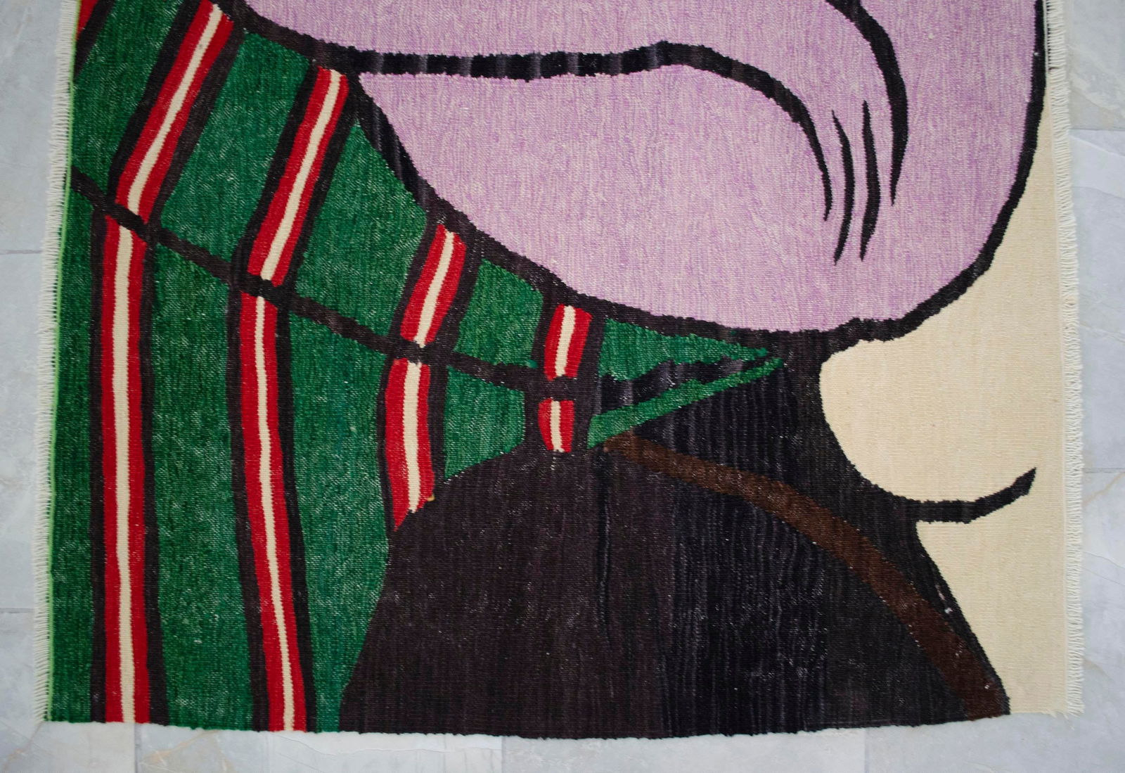 Pablo Picasso - Woman With Yellow Hair - Inspired Hand Woven Area Rug - Wall Rug , Wool 3"² - 14