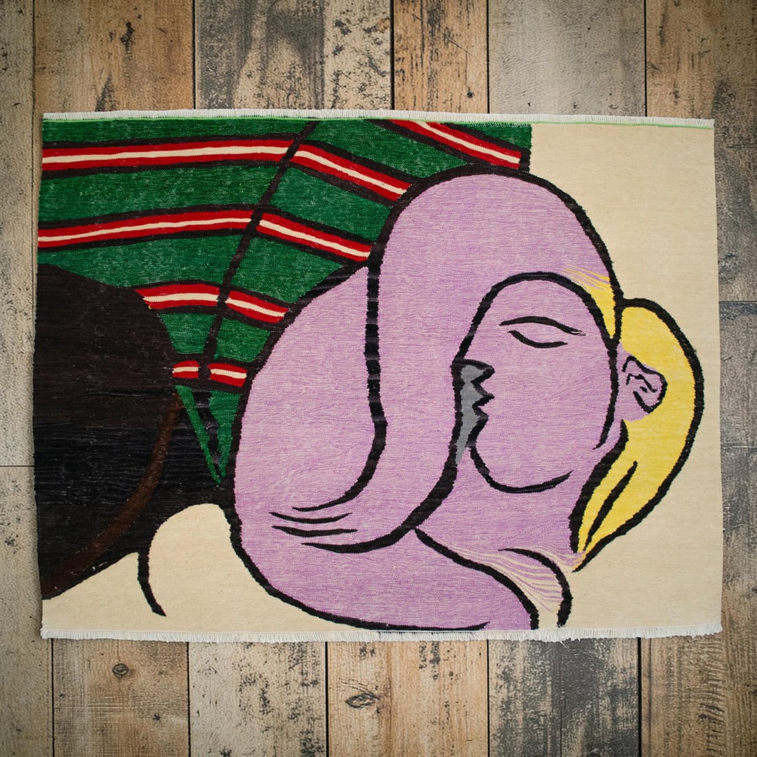 Pablo Picasso - Woman With Yellow Hair - Inspired Hand Woven Area Rug - Wall Rug , Wool 3"² - 3