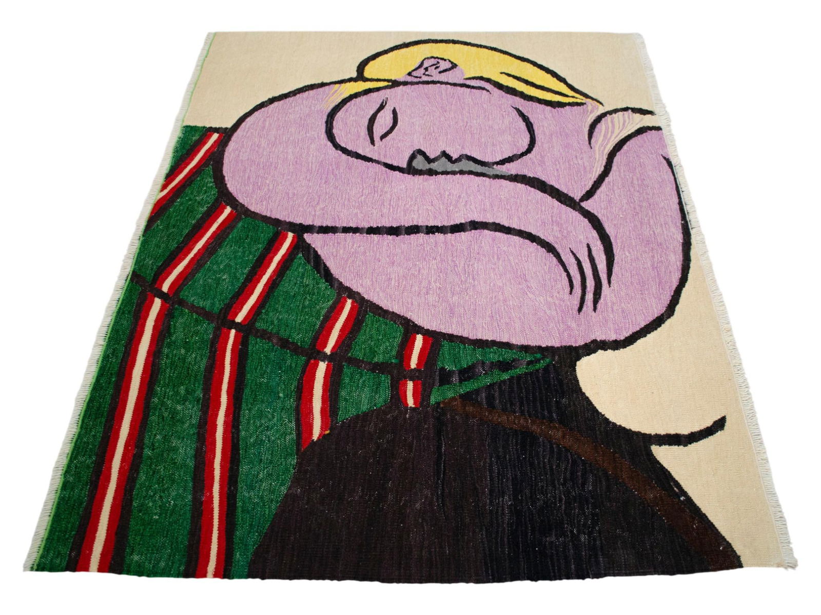 Pablo Picasso - Woman With Yellow Hair - Inspired Hand Woven Area Rug - Wall Rug , Wool 3"² - 6