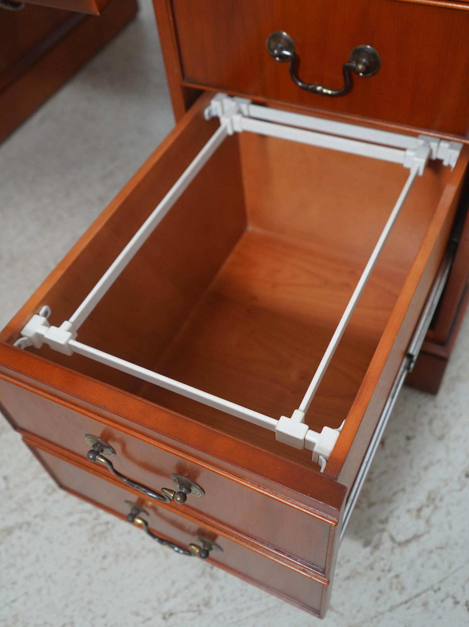 English Yew Wood Brown Leather Top 3 Part Desk - 5