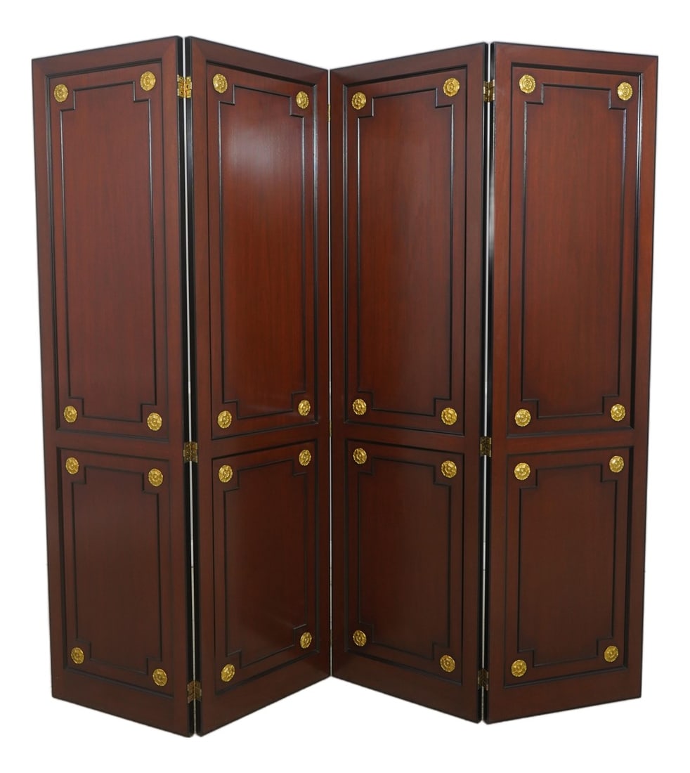 Regency 4 Panel Mahogany Folding Screen Room Divider