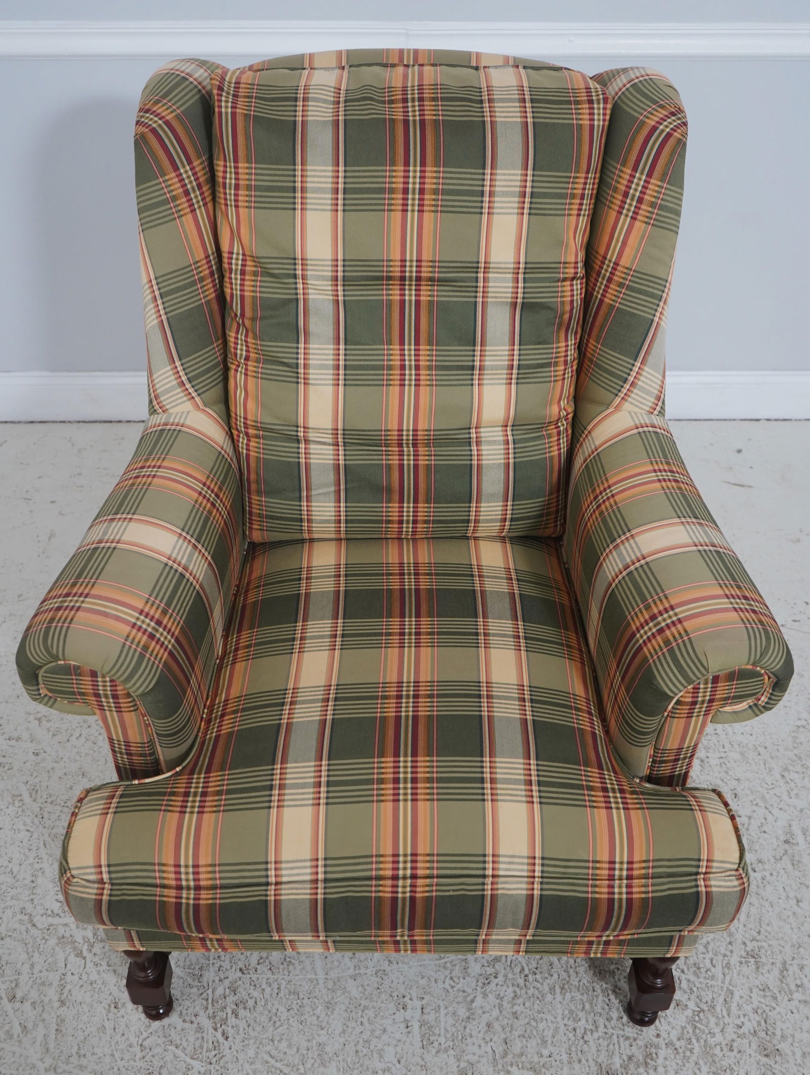 Southwood Plaid Upholstered Country Wing Chair & Ottoman - 2