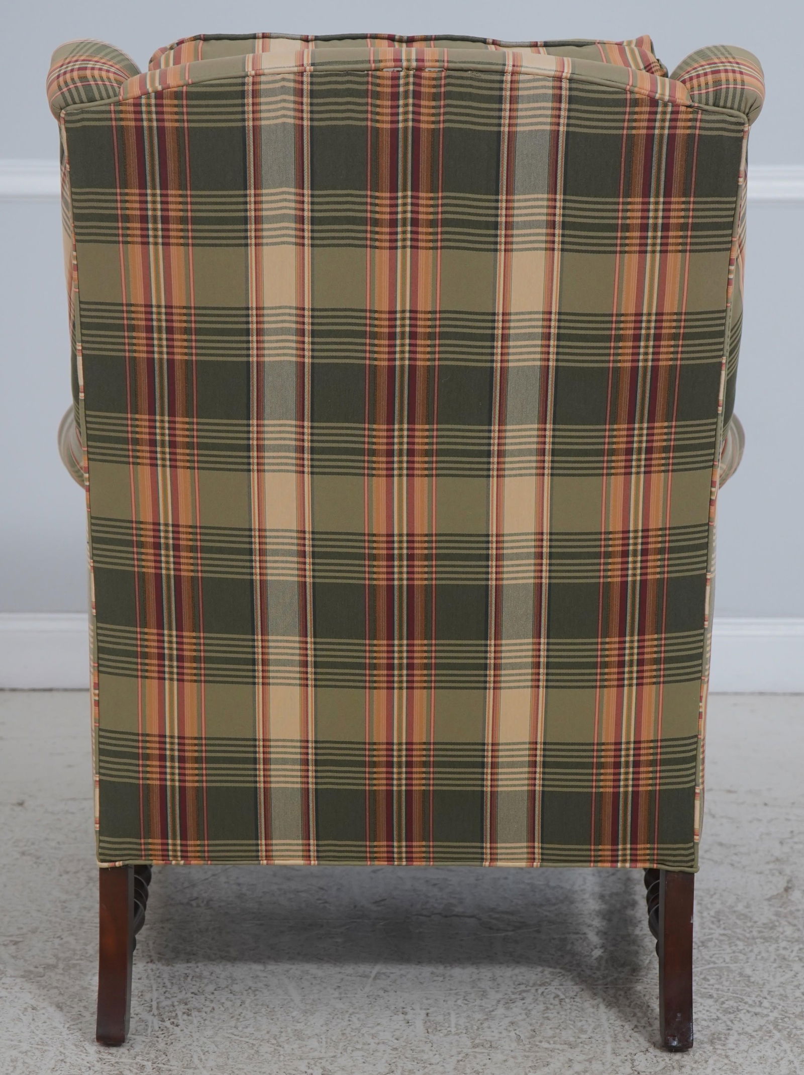 Southwood Plaid Upholstered Country Wing Chair & Ottoman - 4