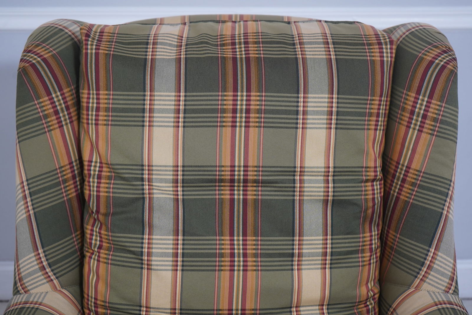 Southwood Plaid Upholstered Country Wing Chair & Ottoman - 5