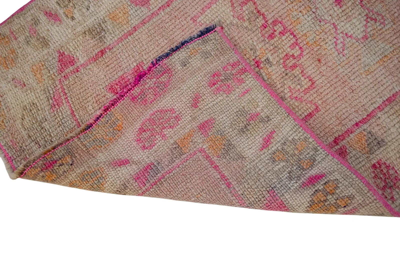 2x11 Ft Approx Pink Kurdish Herki Hand-Knotted Distressed Runner - 11
