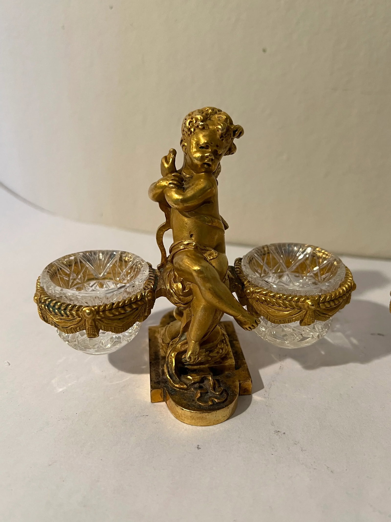 19th Century Baccarat Gilt Bronze & Crystal Double Salt Cellars- a Pair - 2