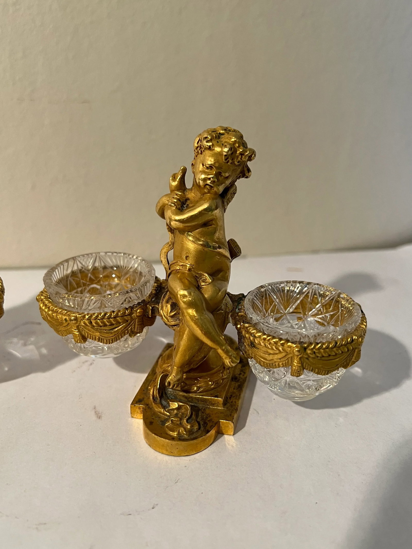 19th Century Baccarat Gilt Bronze & Crystal Double Salt Cellars- a Pair - 3